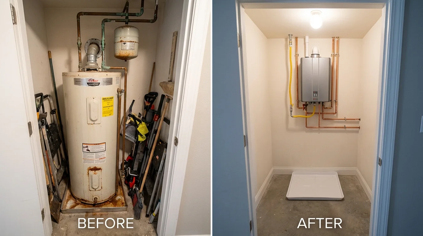 Tank water heater versus wall-mounted tankless unit comparison for Auburndale, FL homeowners